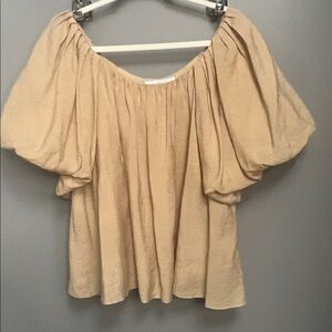 Endless Rose Tan Puff Sleeve Blouse